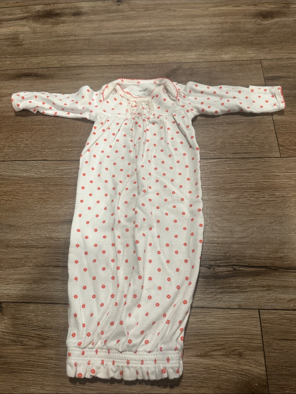 Carter's White Sleep Sack with Coral Floral Dots